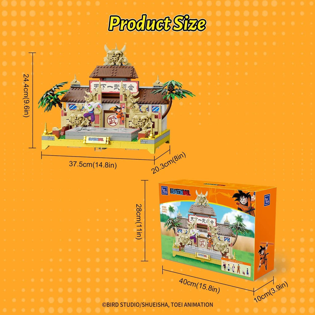 The image is a product size comparison of a LEGO set, with the LEGO set on the left and the box on the right. The LEGO set is approximately 37.5 cm (14.8 in) in size, while the box is 20 cm (9.6 in) in size. The box also features the LEGO set's design and dimensions.