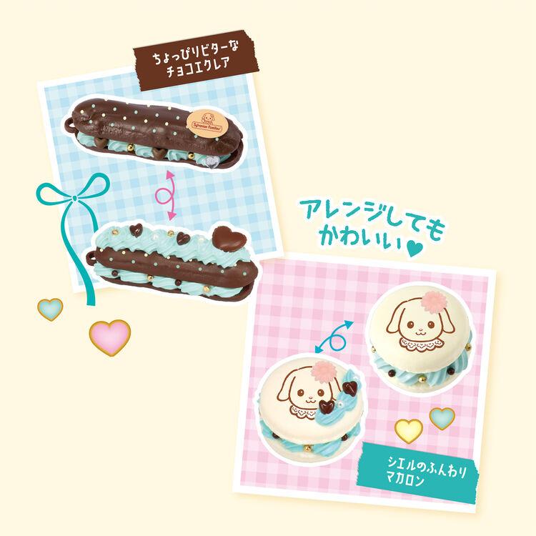 The image is a collage of three images featuring desserts, including a chocolate cake, a pastry, and two decorated cakes with cute animal faces.