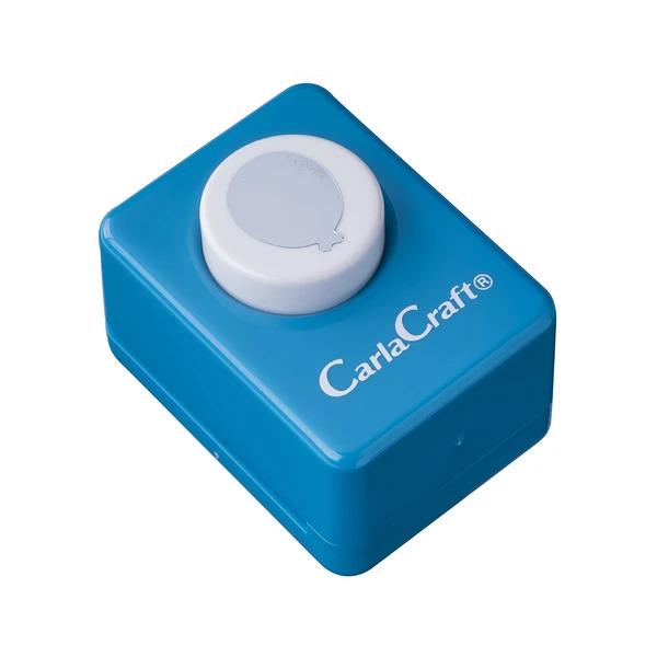 A blue and white plastic tool with a circular button on top, labeled "CarlaCraft®".
