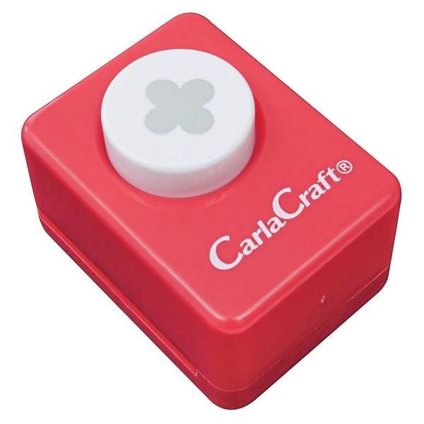 A red and white CarlaCraft punch tool with a circular button on top.