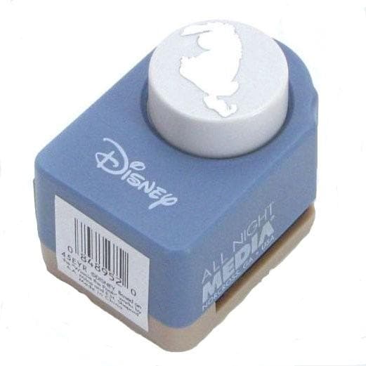 A blue and white Disney-branded all-night media puncher with a white rabbit design on the top.