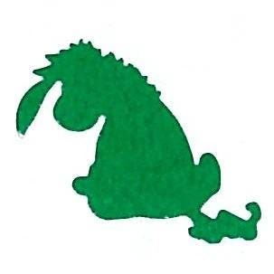 A green silhouette of a cartoon character, resembling a character from the Winnie the Pooh series.