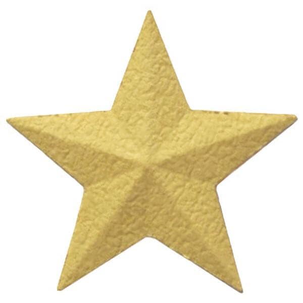 A golden star-shaped object is shown against a white background.