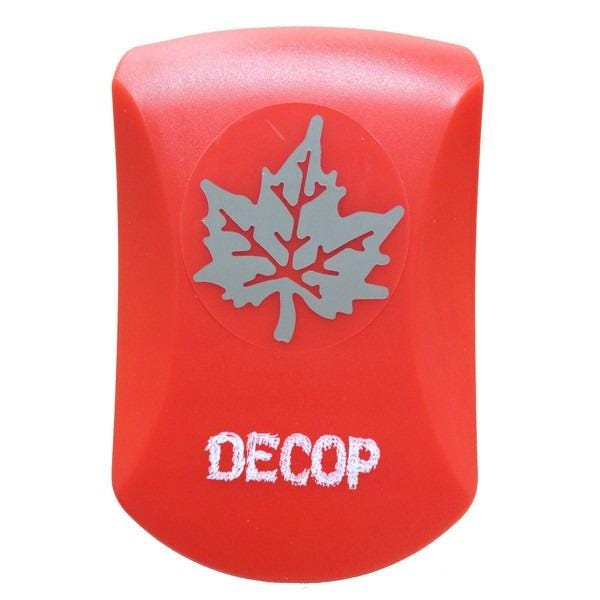 A red object with a leaf design and the word "DECOP" written on it.