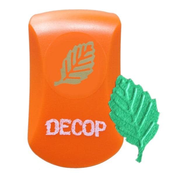 An orange object with a leaf design and the word "DECOP" written on it.