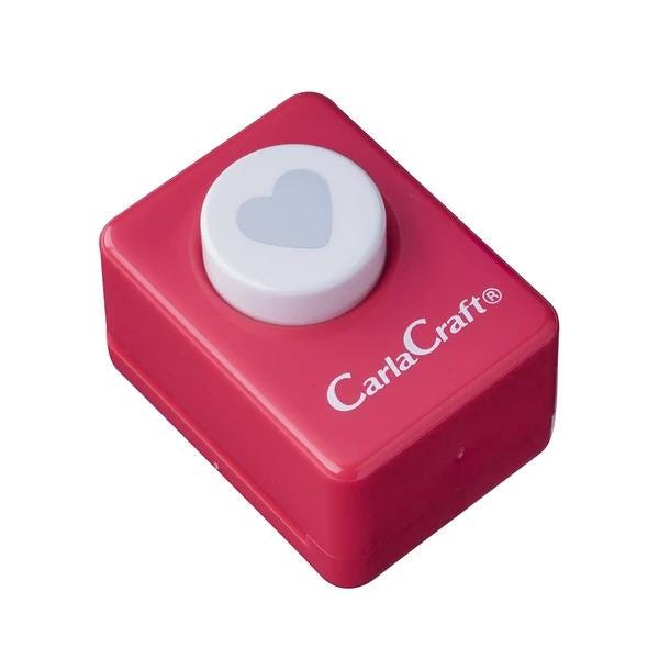 A red and white CarlaCraft push button tool with a heart-shaped button on top.