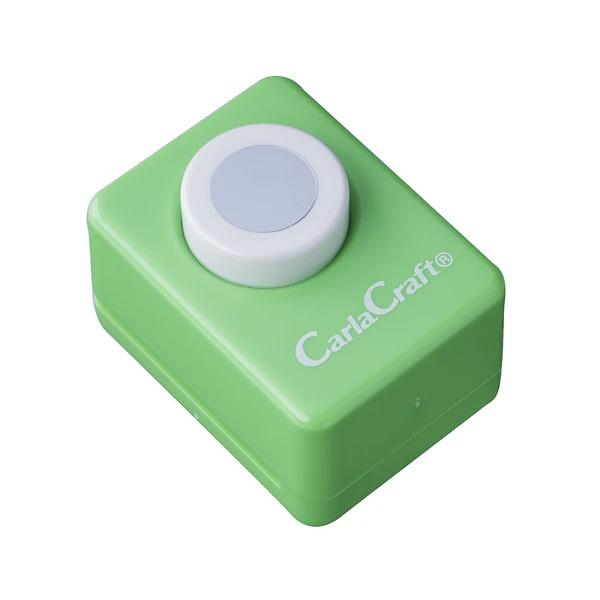 A green and white circular object with the text "CarlCraft" printed on it.