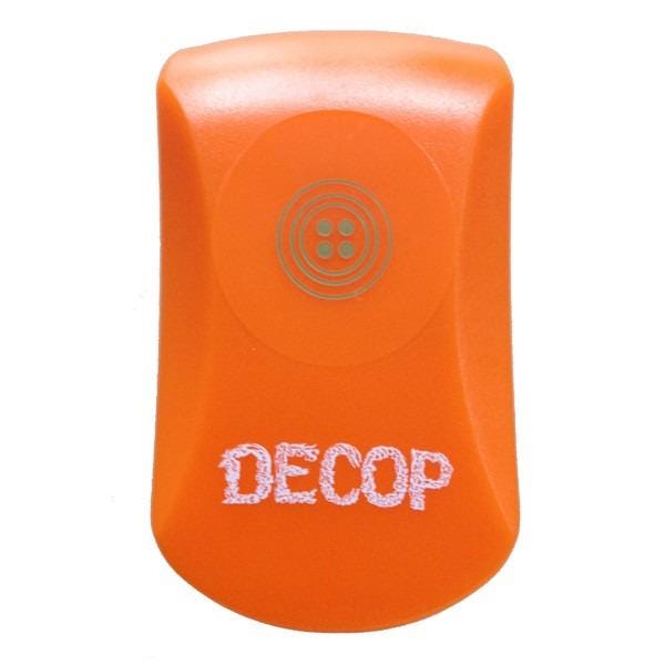 An orange object with the word "DECOP" printed on it.
