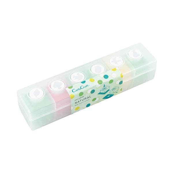 A transparent plastic container with six compartments, each containing a different colored liquid. The container has a label that reads "CarCraft NATURAL".