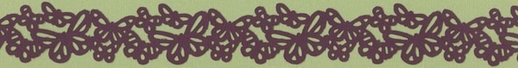 a repeating pattern of purple flowers on a green background.
