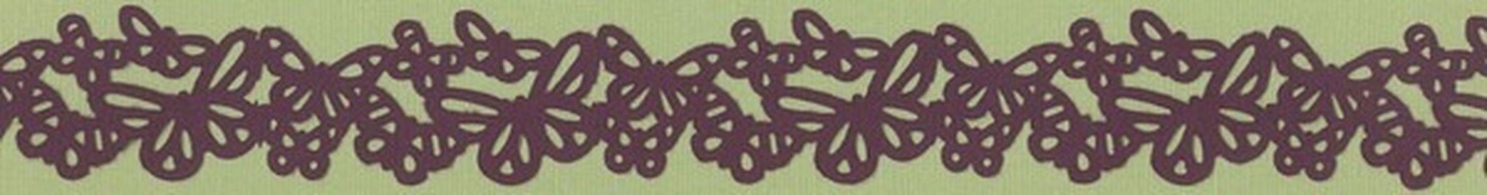 a repeating pattern of purple flowers on a green background.