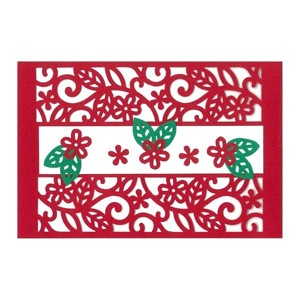 a red and white floral design with green leaves and red flowers, creating a visually appealing and decorative pattern.
