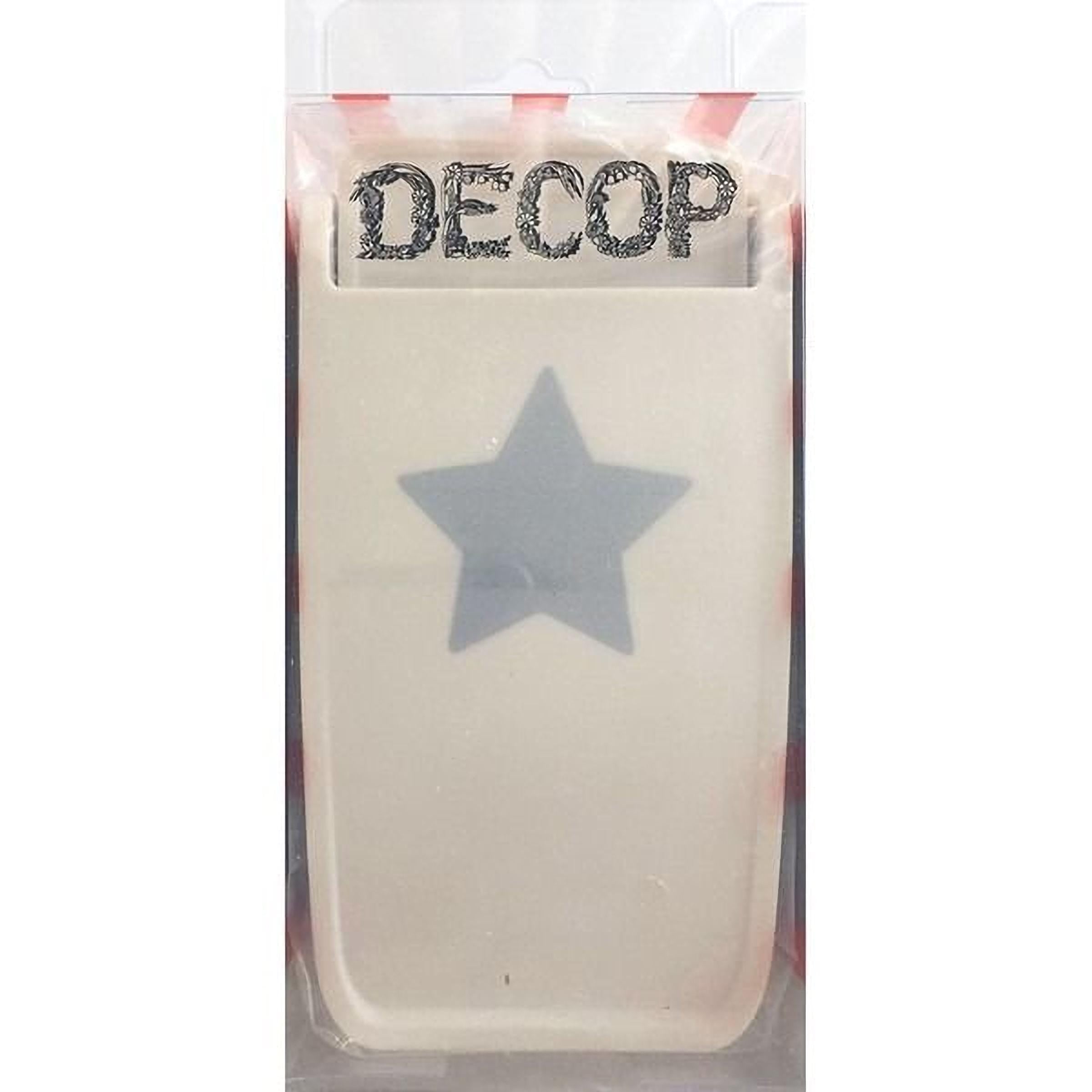 a white object with a star-shaped design on it, which appears to be a product packaging.