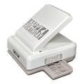 A white and gray plastic punch with the text "Happy Birthday" printed on it.