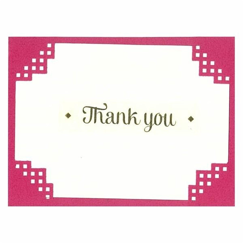 a pink frame with a white border, and inside the frame, there is a message that says "Thank you".