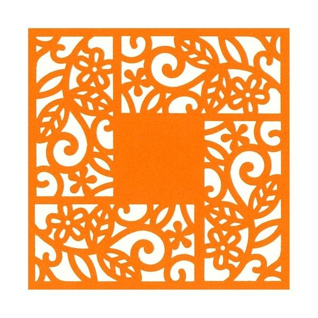 an intricate orange and white pattern with floral and leaf designs, creating a visually striking and decorative design.