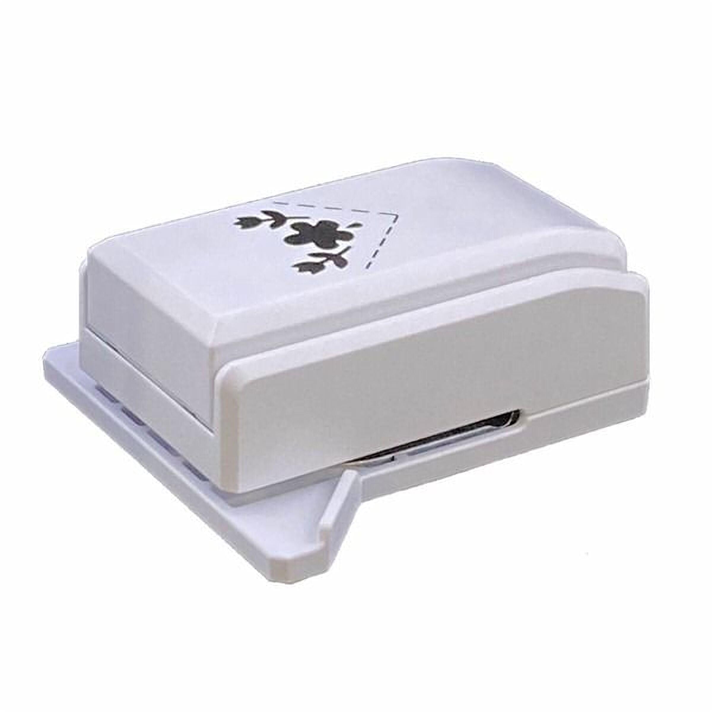 A white, rectangular, and flat-shaped object with a black design on it.