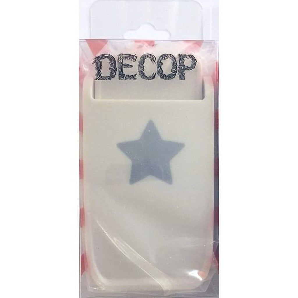 a white plastic object with a star design on it, which appears to be a product packaging.