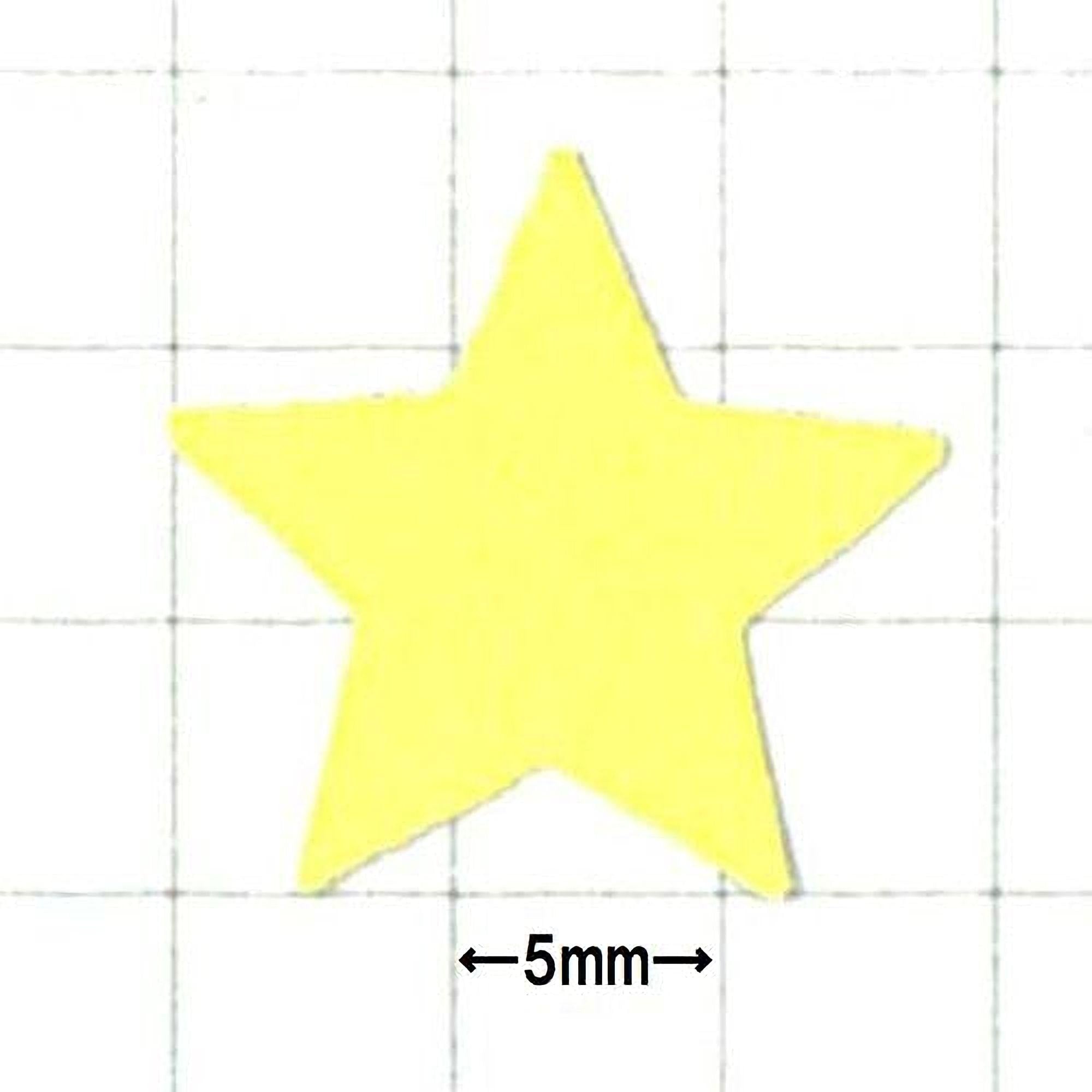 a yellow star-shaped object with a size of 5 millimeters.