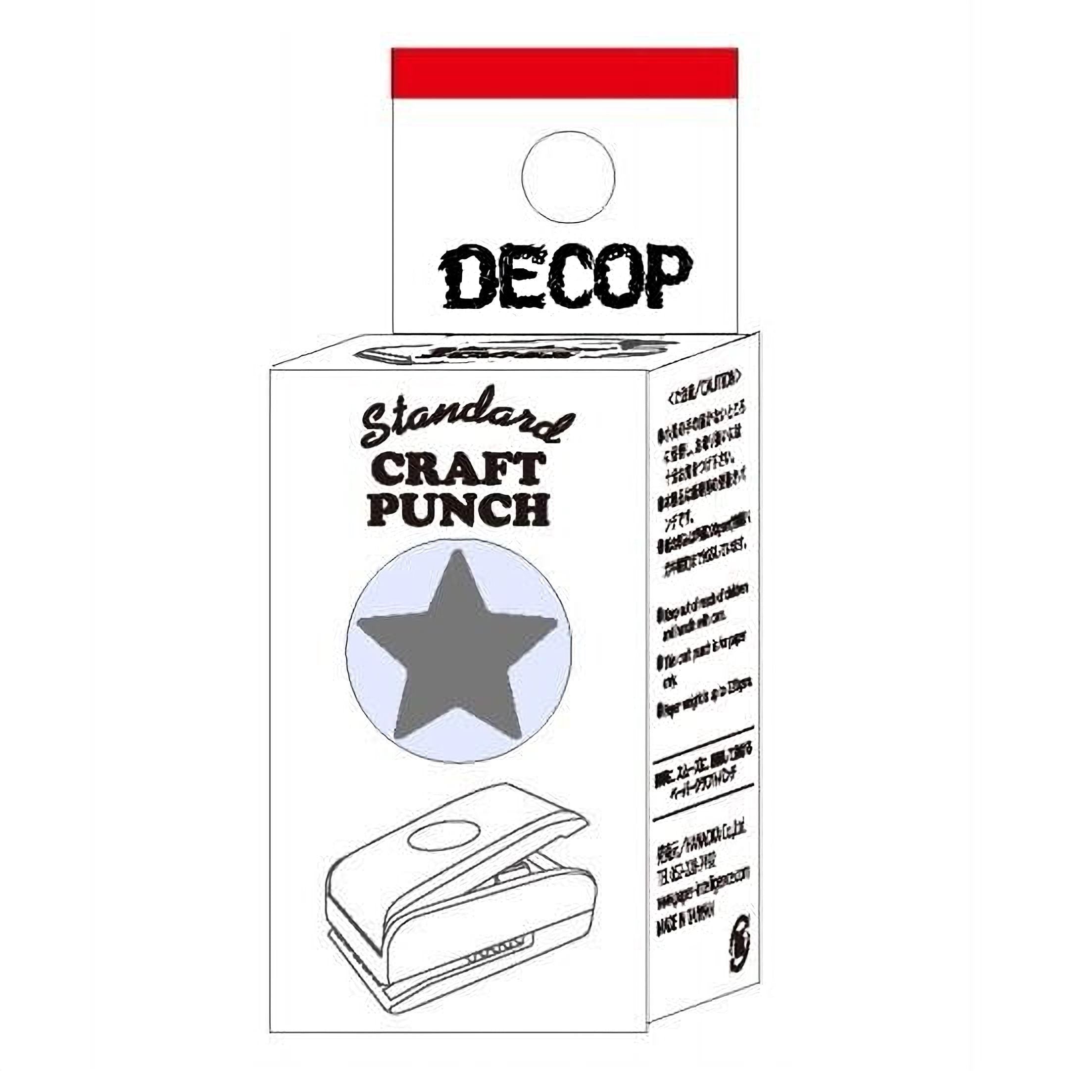 A box containing a standard craft punch, with a star-shaped hole on the front.