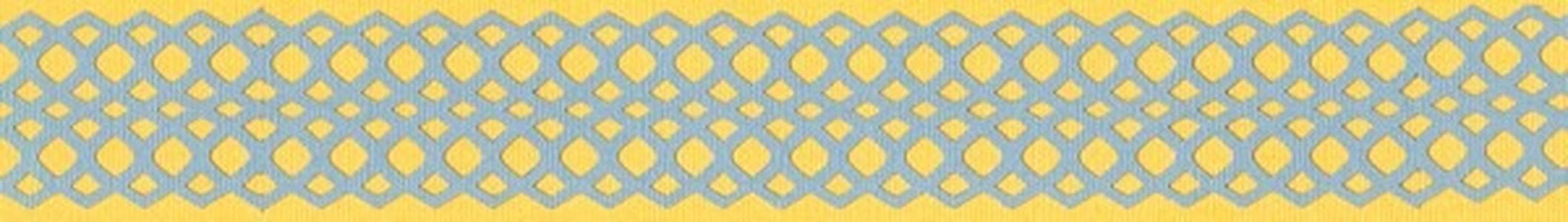 a repeating pattern of yellow and blue diamond shapes arranged in a diagonal line across the frame.