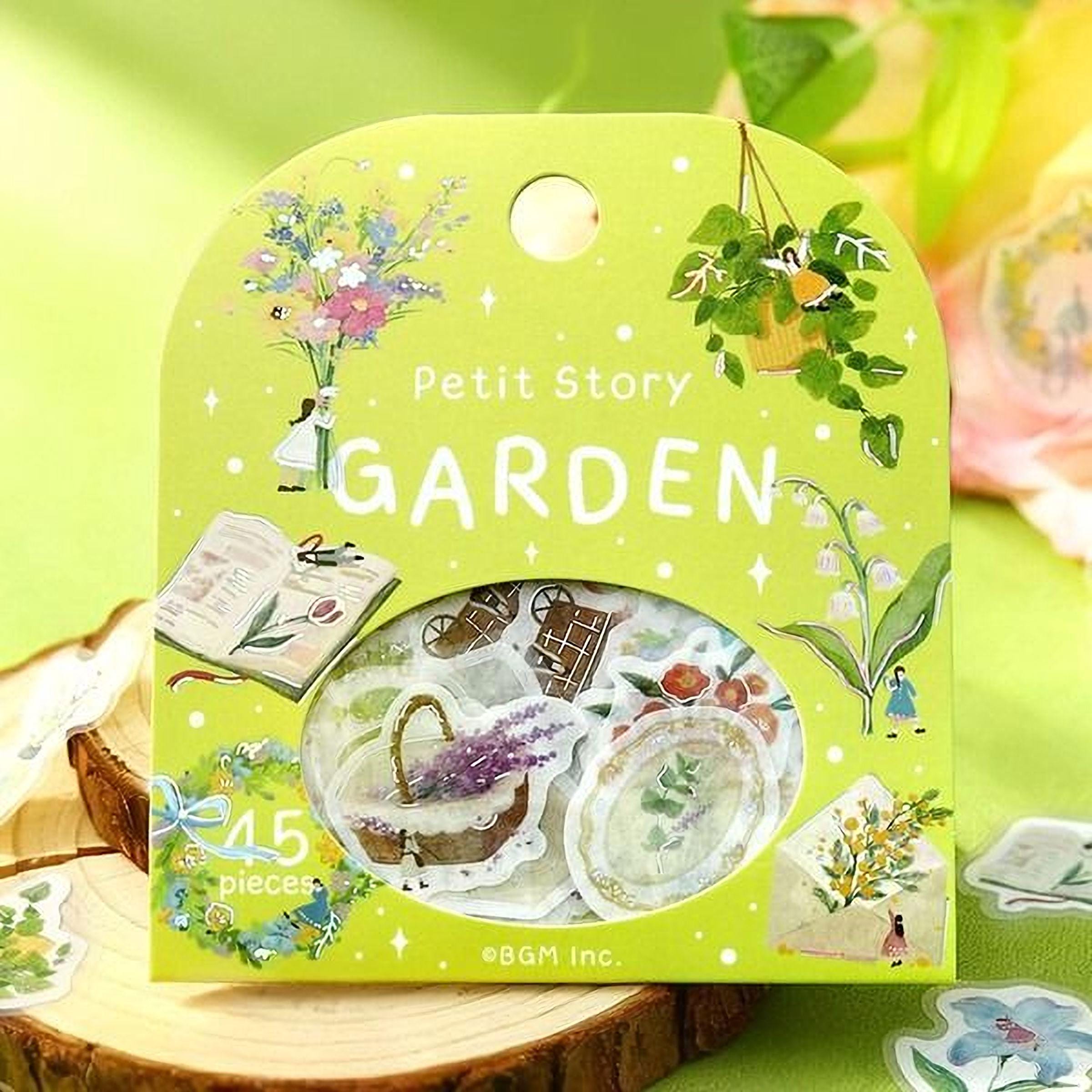 A package of decorative stickers featuring illustrations of flowers, plants, and other nature-inspired elements.