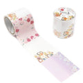 a roll of decorative paper tape with a floral pattern and a cylindrical container with a similar floral pattern.