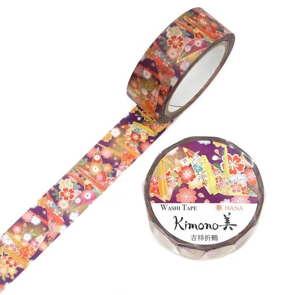 a roll of washable tape with a floral pattern and a round lid with Japanese text.