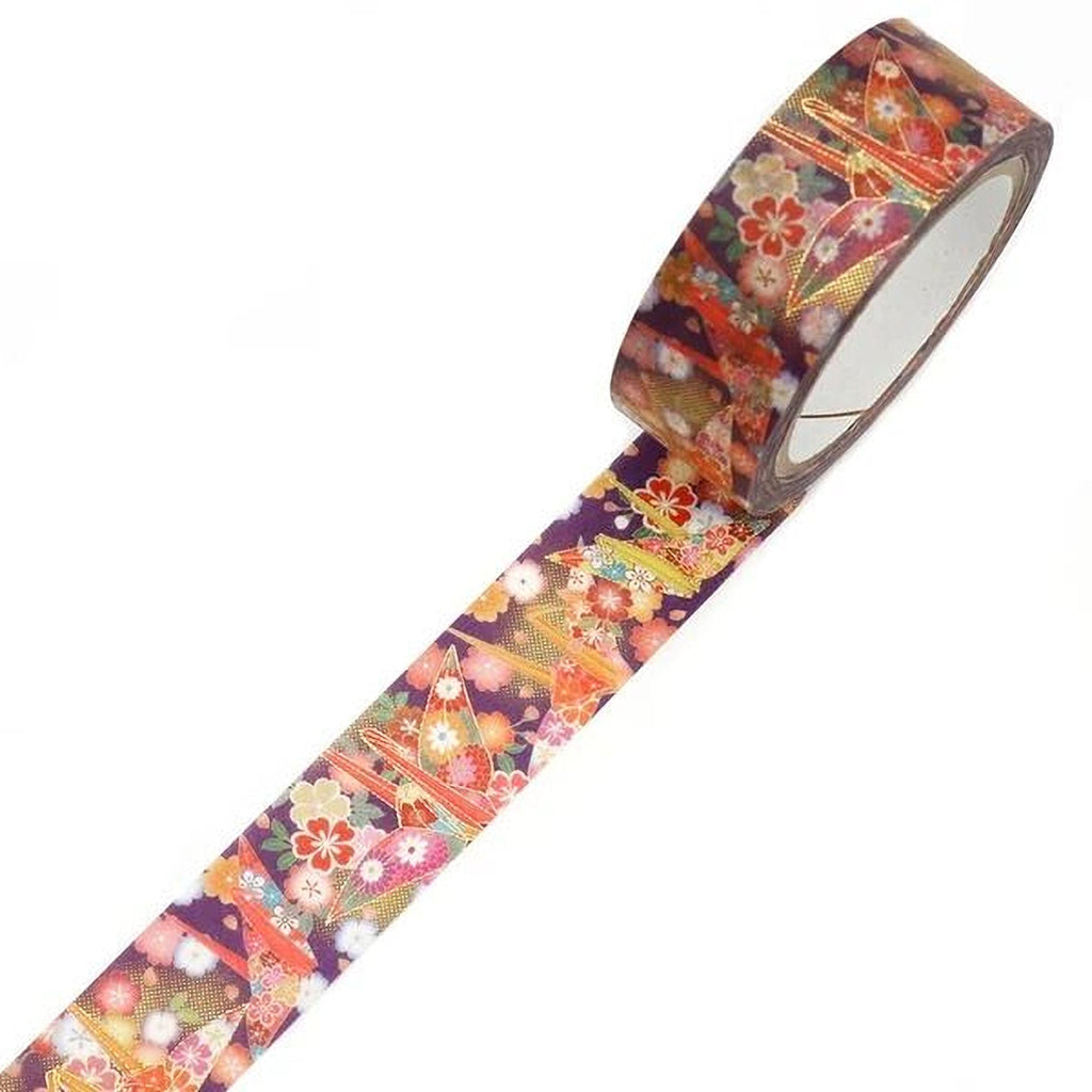 A roll of decorative tape with a floral pattern on it.