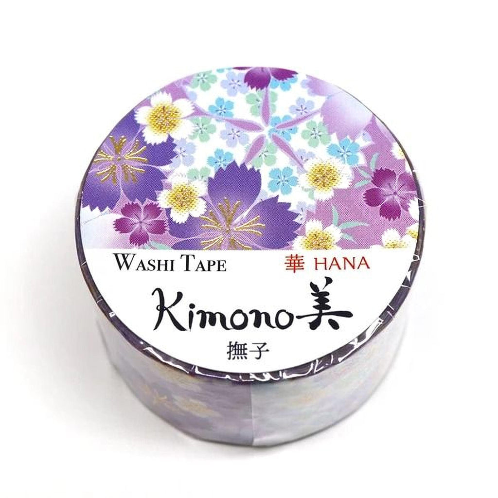 A round container with a floral pattern and text, likely a product label for a Japanese-themed item.