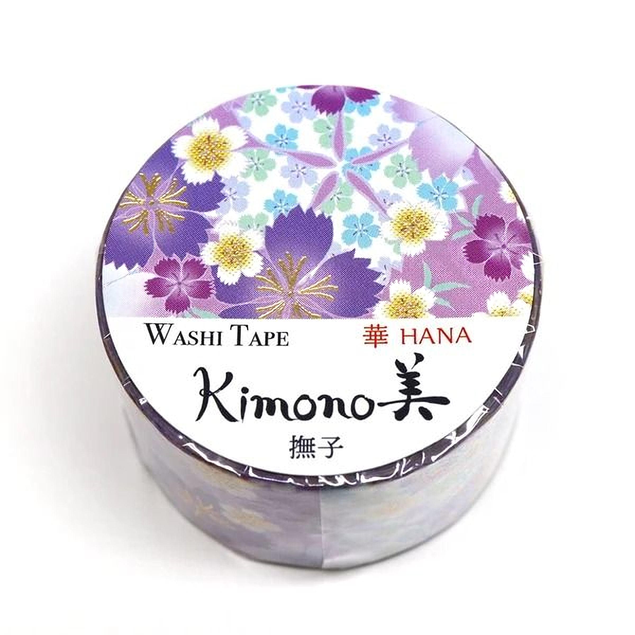 A round container with a floral pattern and text, likely a product label for a Japanese-themed item.