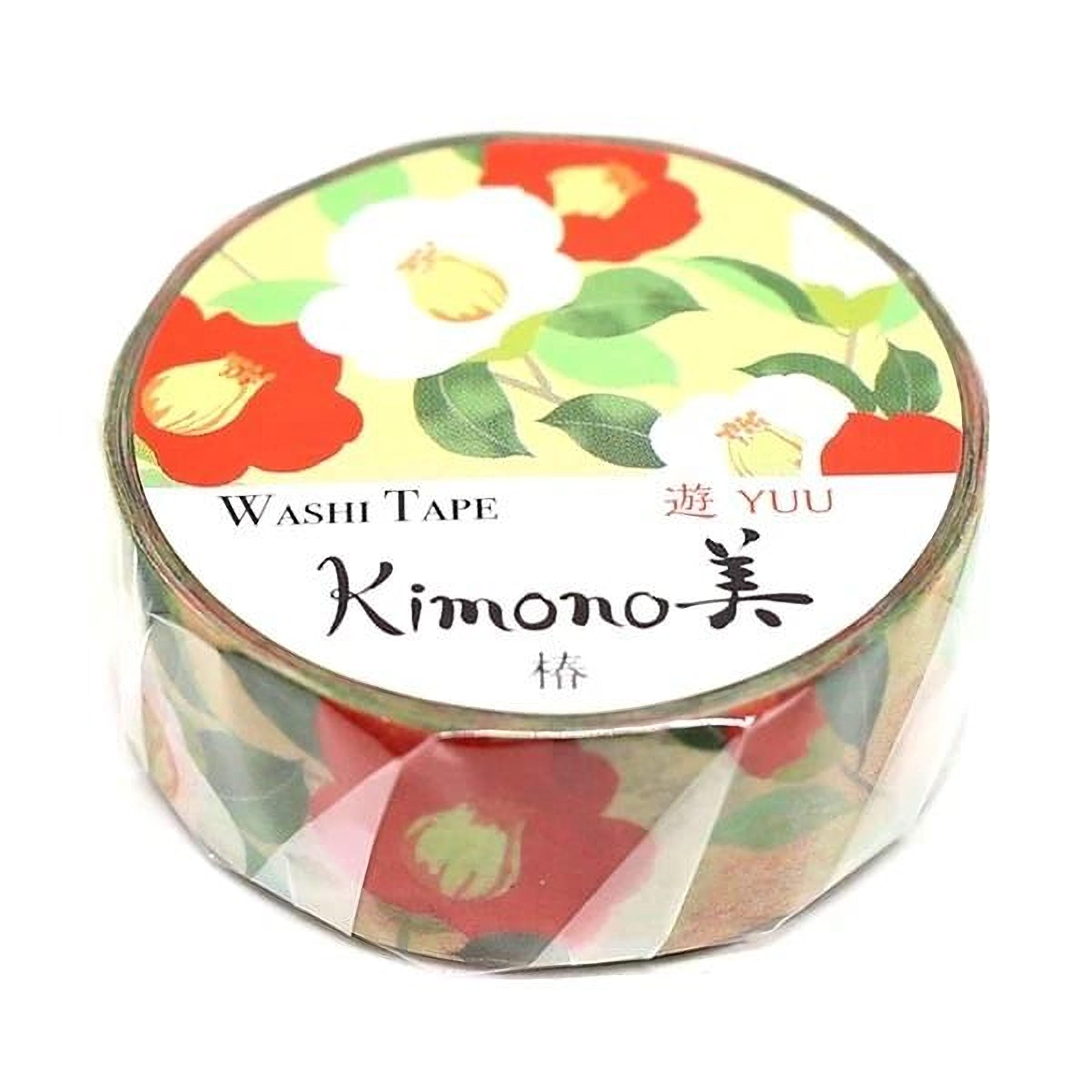A round, clear container with a floral pattern and text printed on it.