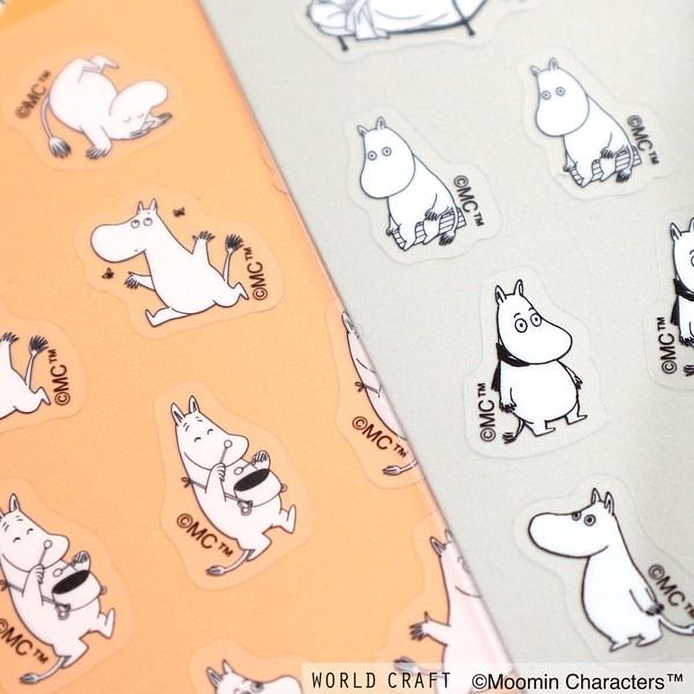 a collection of stickers featuring cartoon-style characters, likely from the Moomin character series.