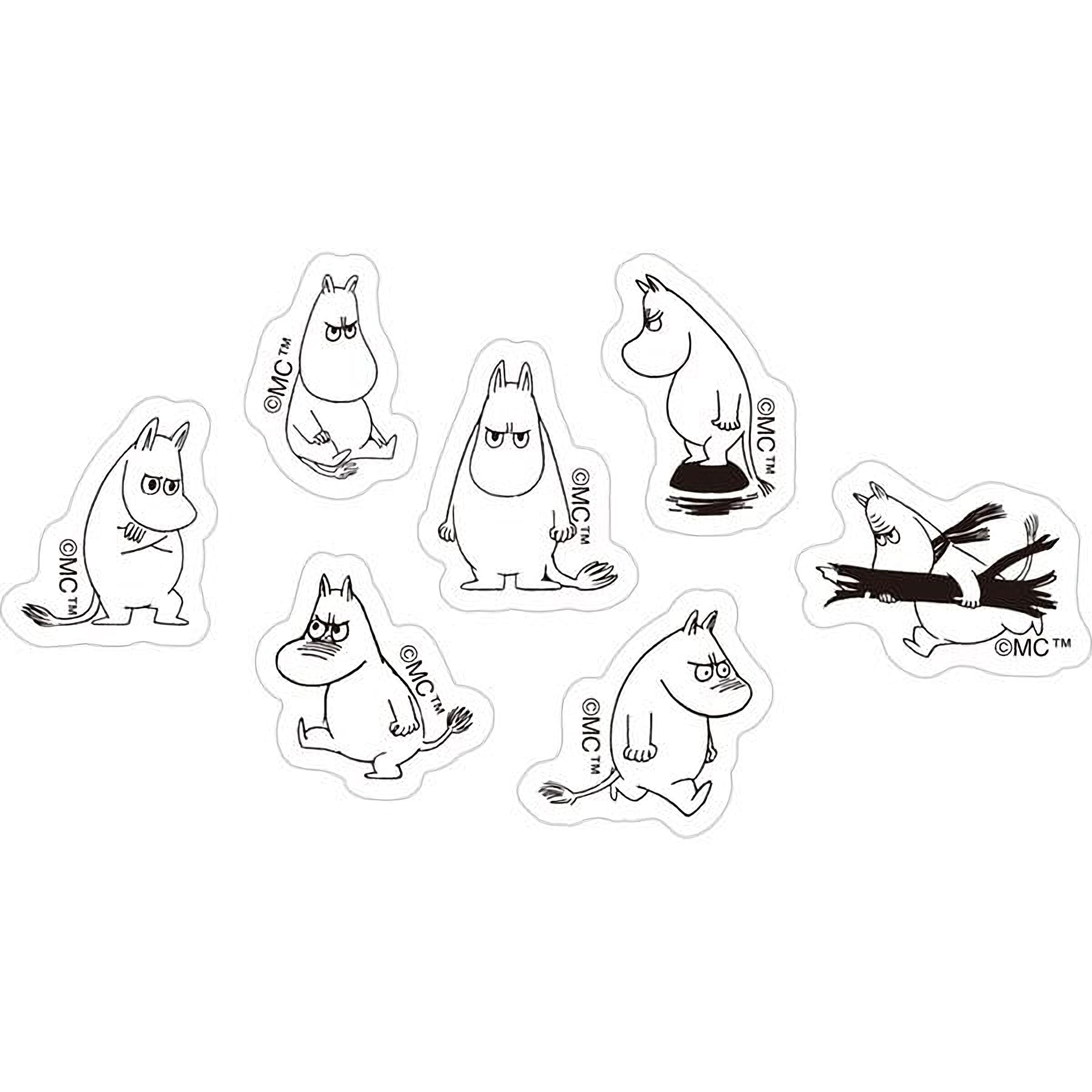 a collection of cartoon-style stickers featuring the character Moomo.
