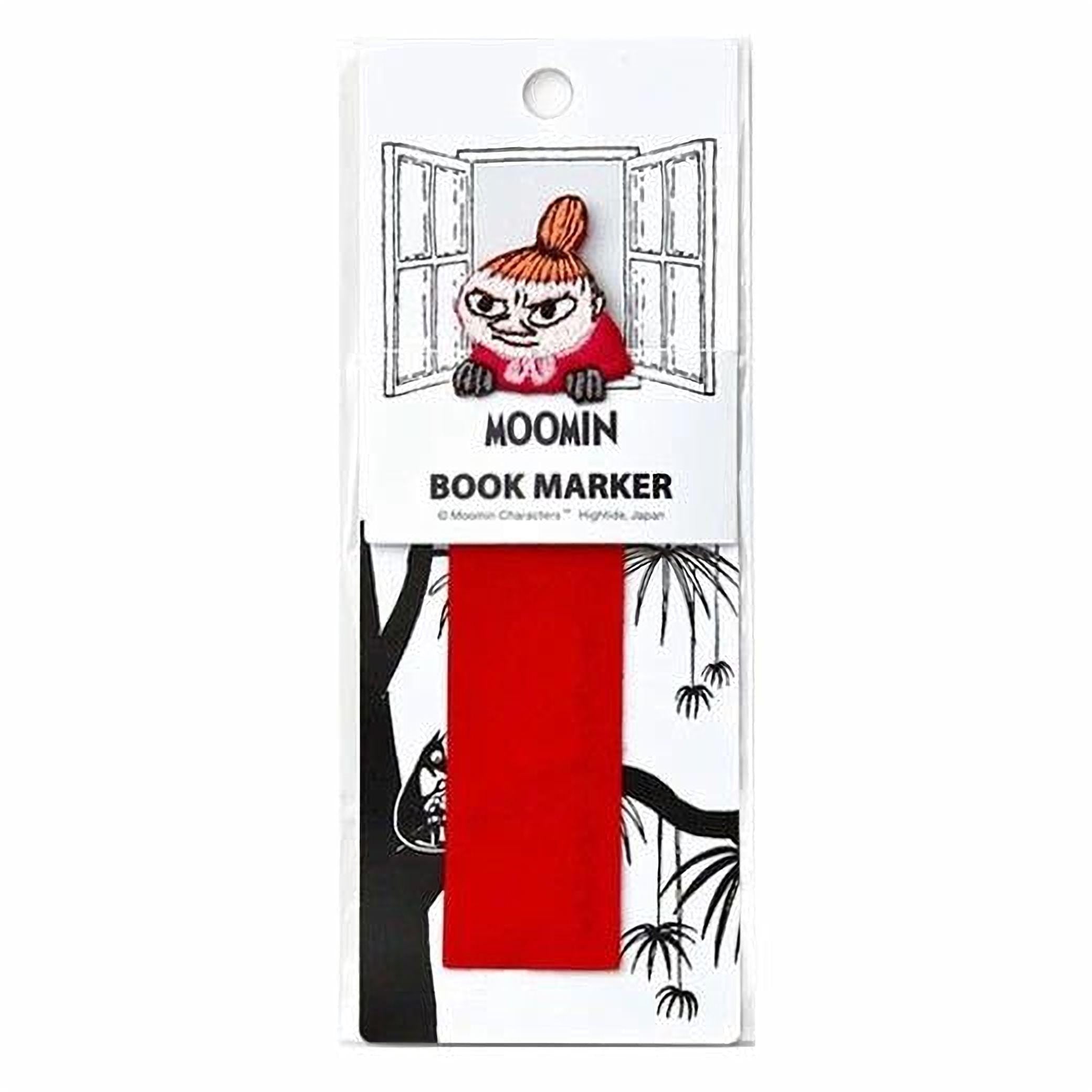 A red bookmark with a cartoon character on it, designed as a book marker.