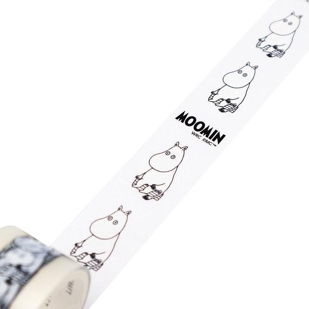 A roll of tape with a repeating pattern of cartoon hippo illustrations.