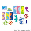 a collection of colorful stickers and illustrations depicting various cartoon characters and scenes, including a character with an umbrella, a character with a teapot, and other whimsical designs.