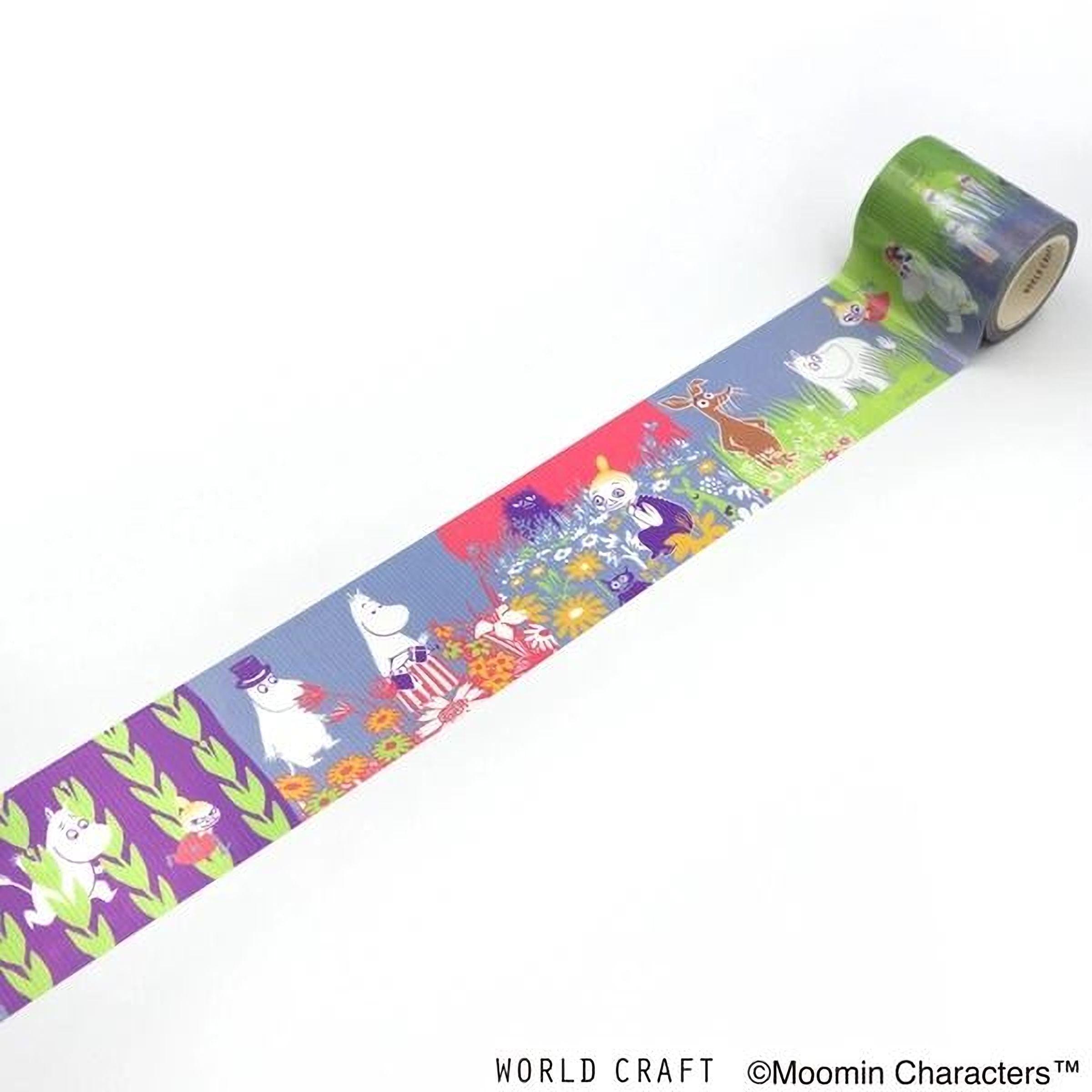 A roll of colorful tape with various cartoon animal characters printed on it, including a character wearing a top hat and cane.
