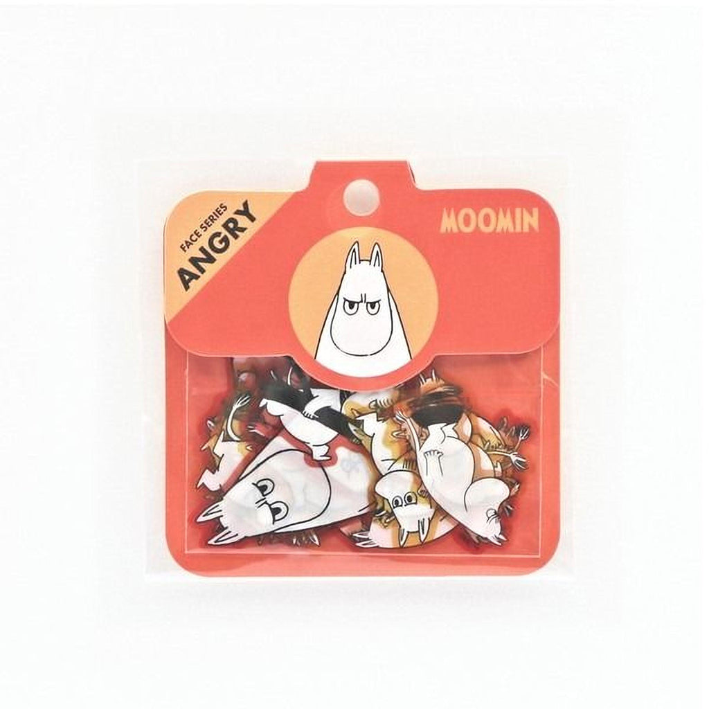 a package of stickers featuring cartoon-style characters, including a character with a grumpy expression.