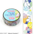 a roll of Moomin World Craft tape with colorful designs and characters from the Moomin character series.