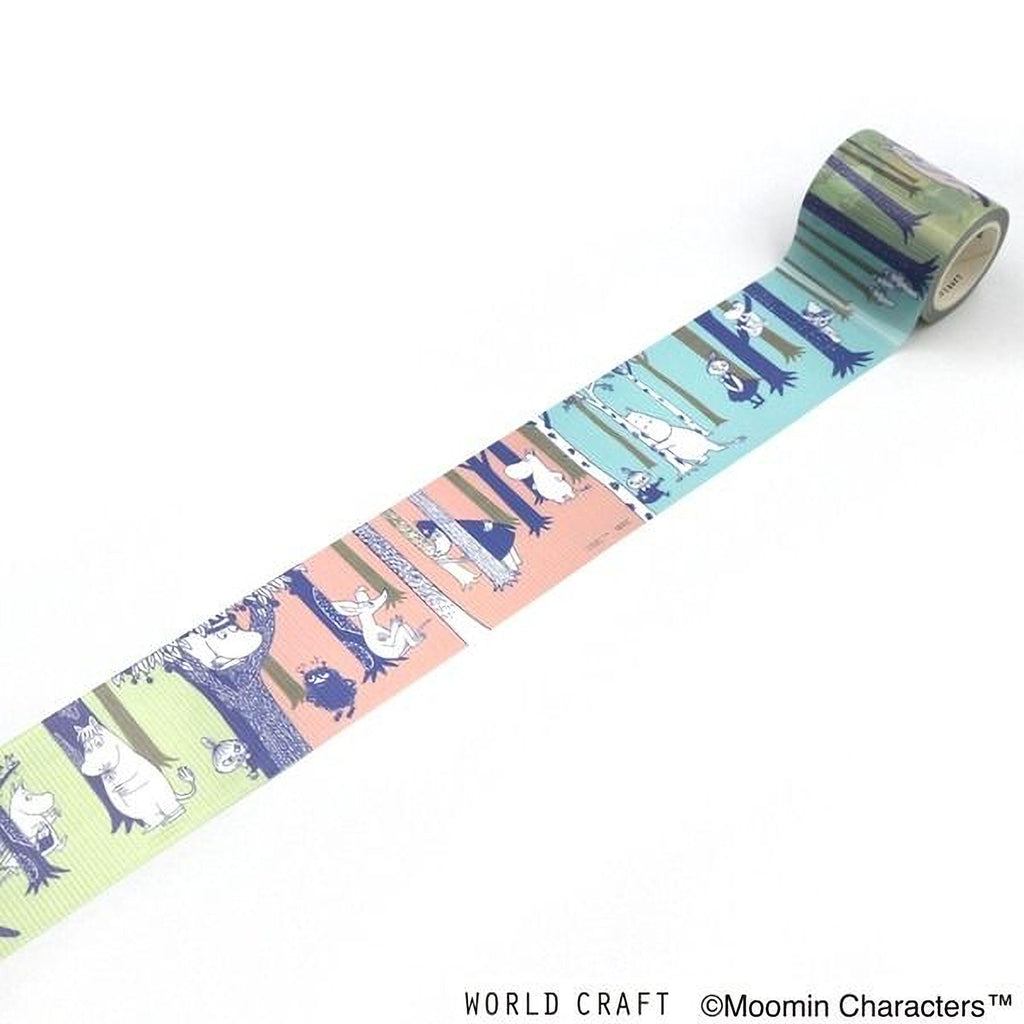 A roll of colorful tape with various animal illustrations printed on it, including cats, dogs, and other animals.
