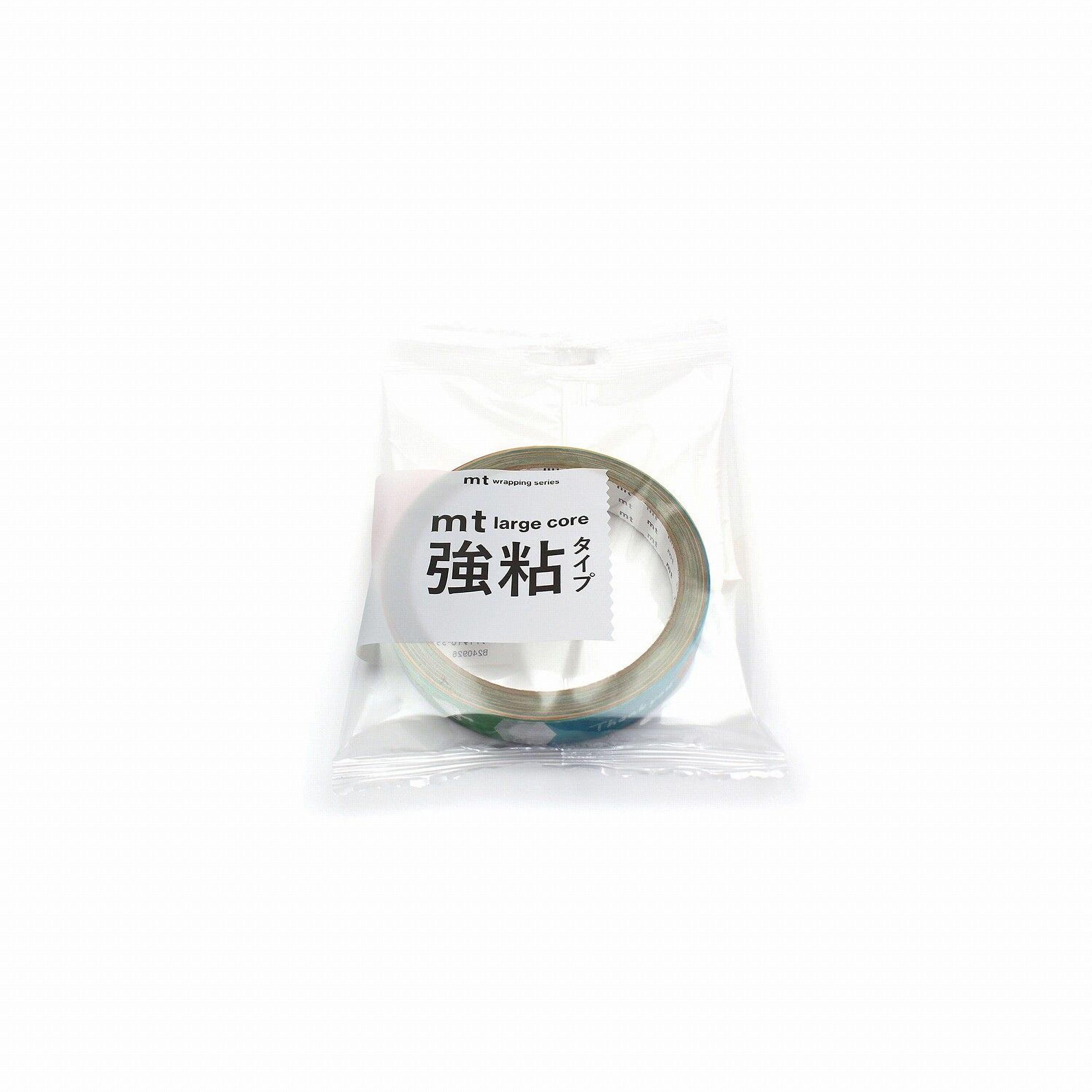 A clear plastic bag containing a roll of tape with Japanese text on it.