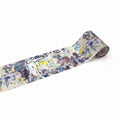 a roll of tape with a colorful, abstract pattern on it.