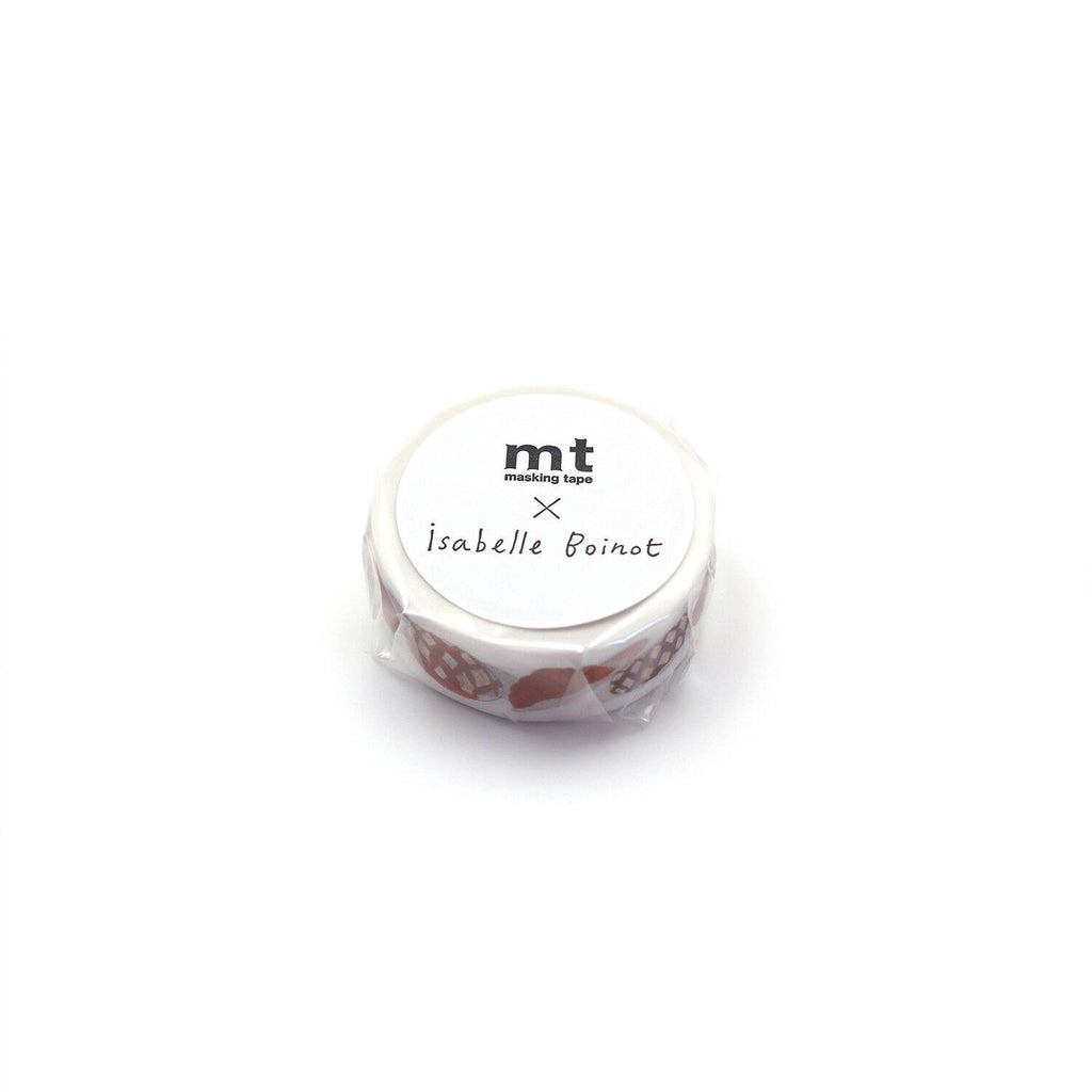 A round object with a label that reads "mt" and "Isabelle Poinot".