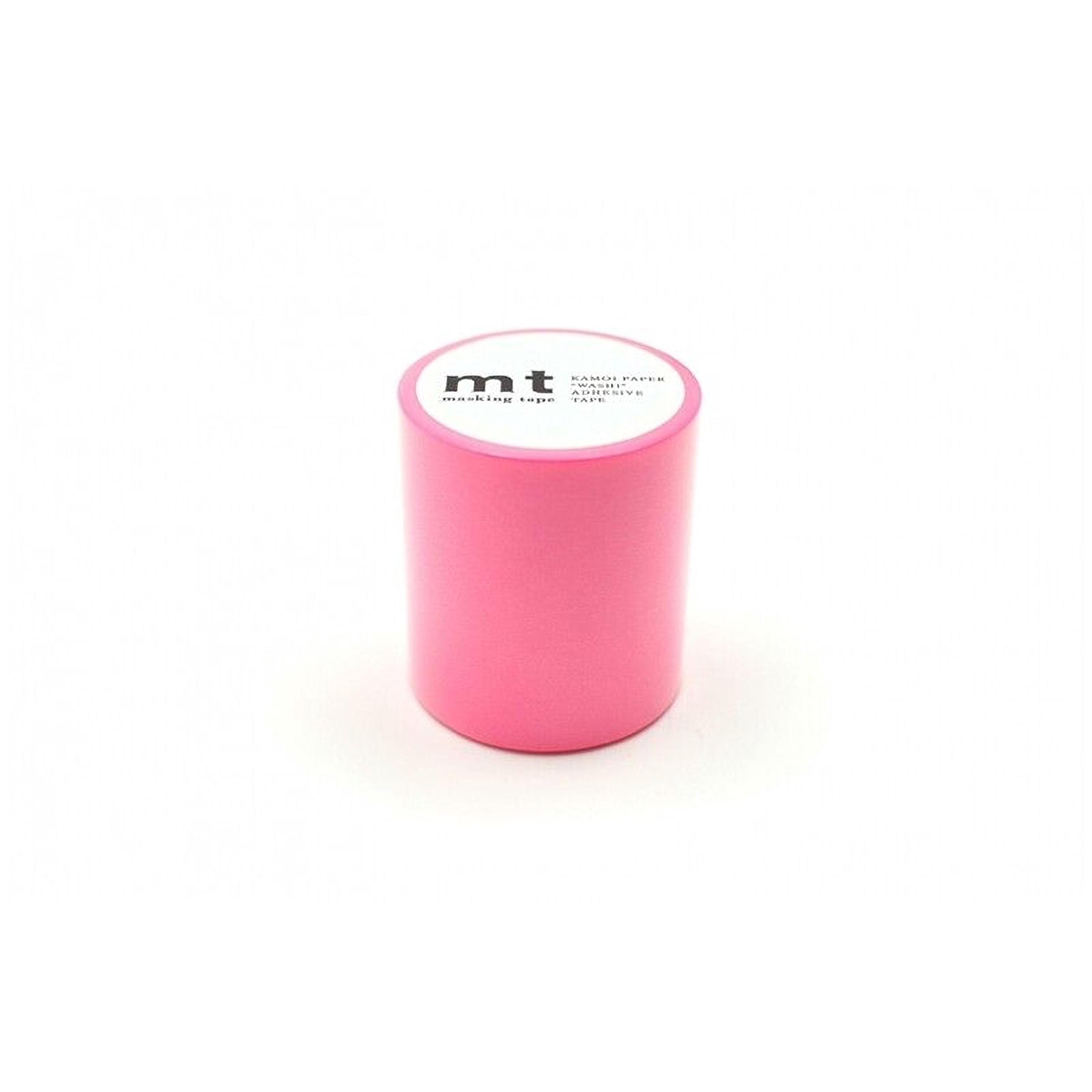 A bright pink cylindrical object with a white label on it, placed against a white background.