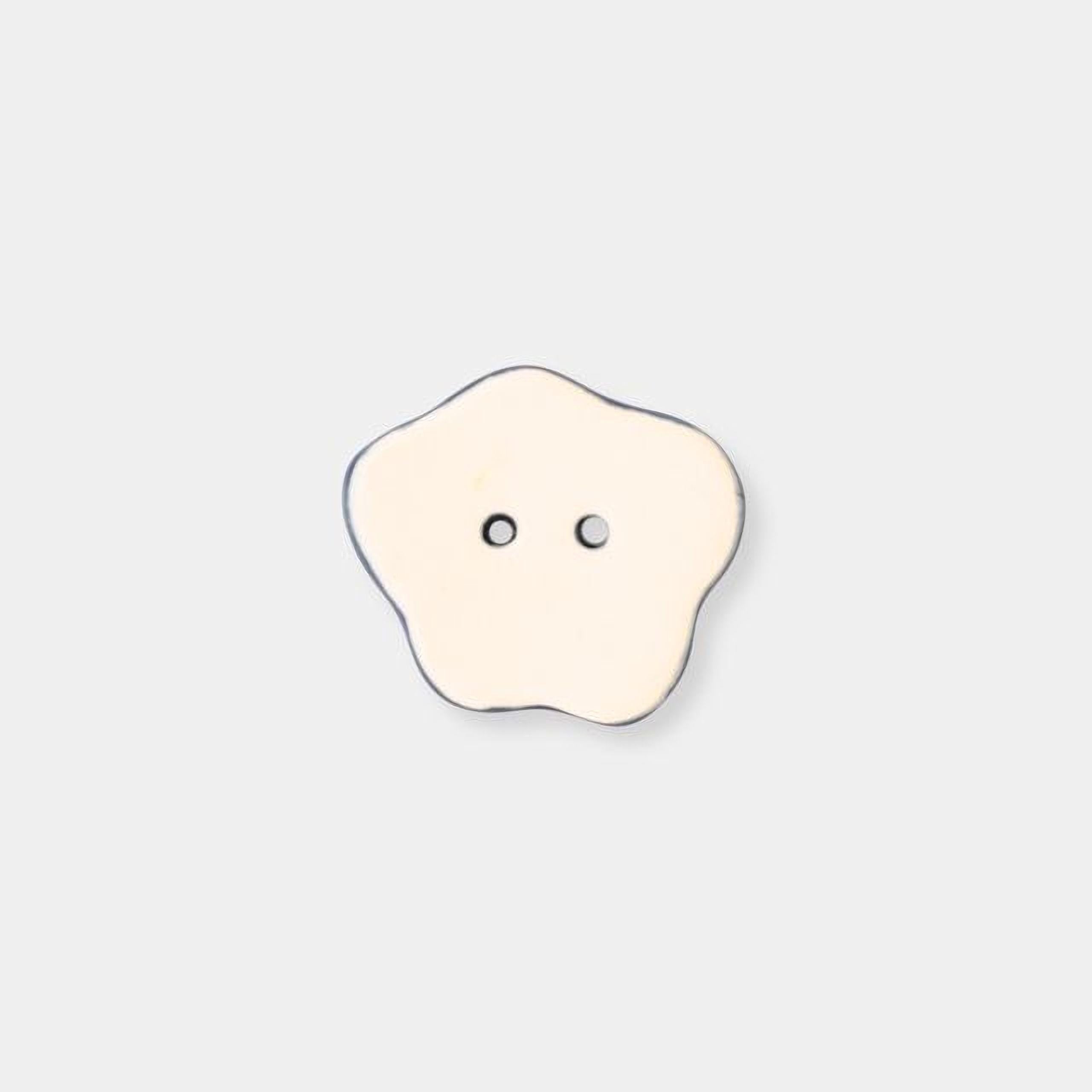 A single light-colored button with two holes is shown against a plain white background.