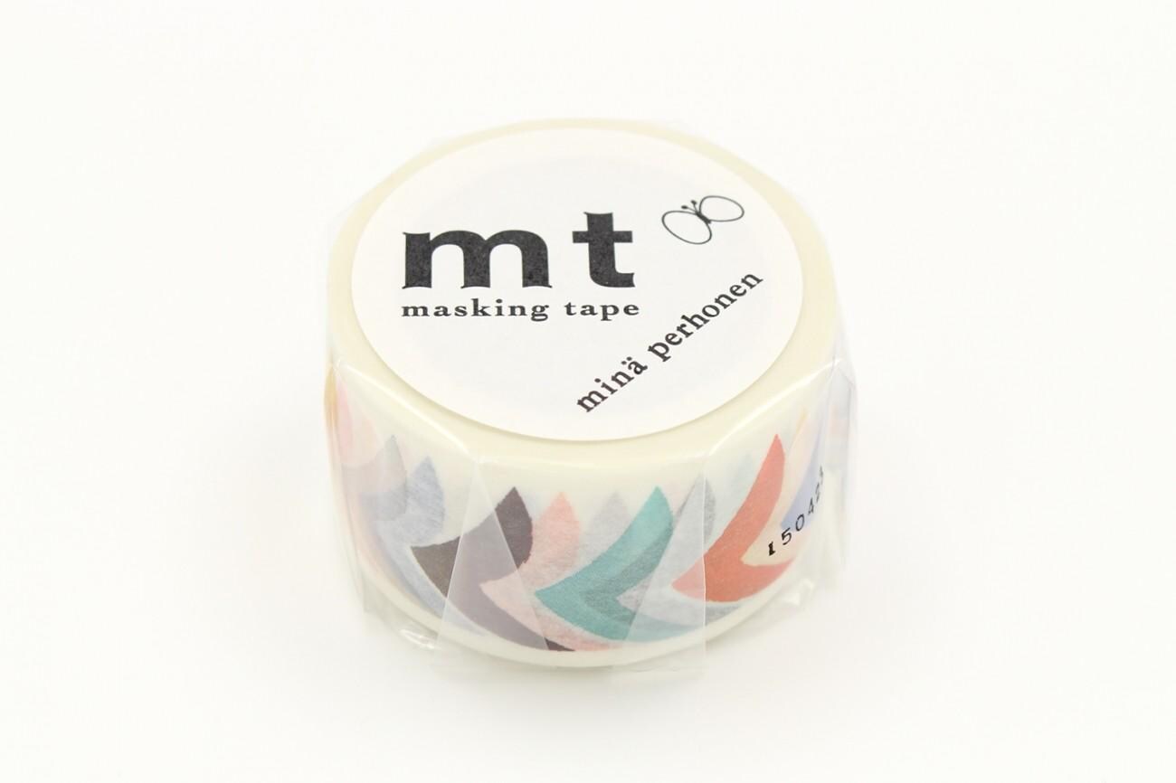 A cylindrical container of masking tape with a label that reads "mt masking tape minä pethonen".