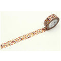 A roll of patterned tape with a repeating design of squirrels and acorns on a white background.