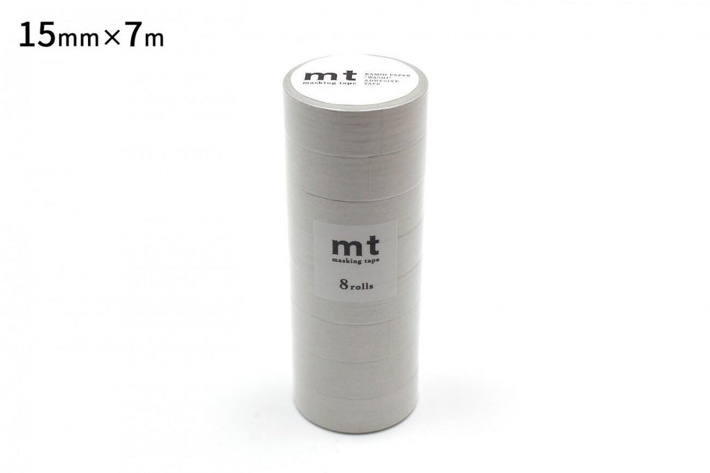 A cylindrical object with a label that reads "mt" and "8 rolls" printed on it.