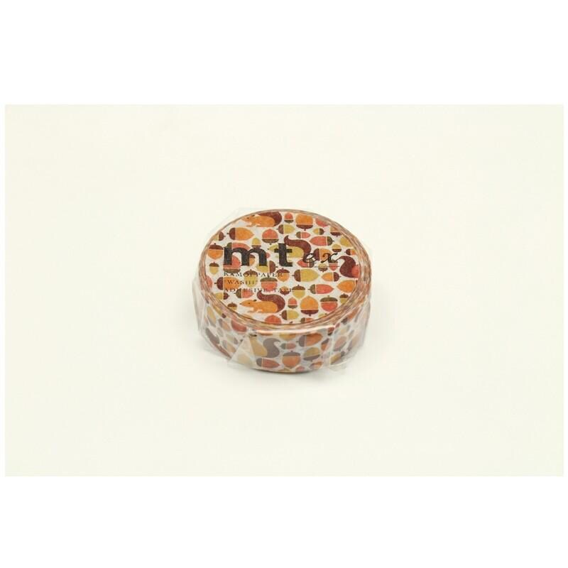 A round, clear container with a pattern of orange and brown shapes on it, sitting on a white background.